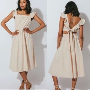 Cleobella Sienna Midi Tie Cutout Eyelet Open back Dress Sz S